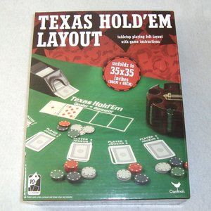 NEW & SEALED! Texas Hold ' Em Layout Felt Table Top Cover Unfolds to 35 x 35"
